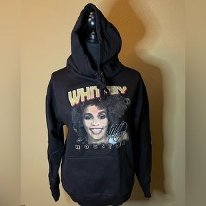 Whitney Houston black hoodie with kangaroo pocket. Size Small NWT music